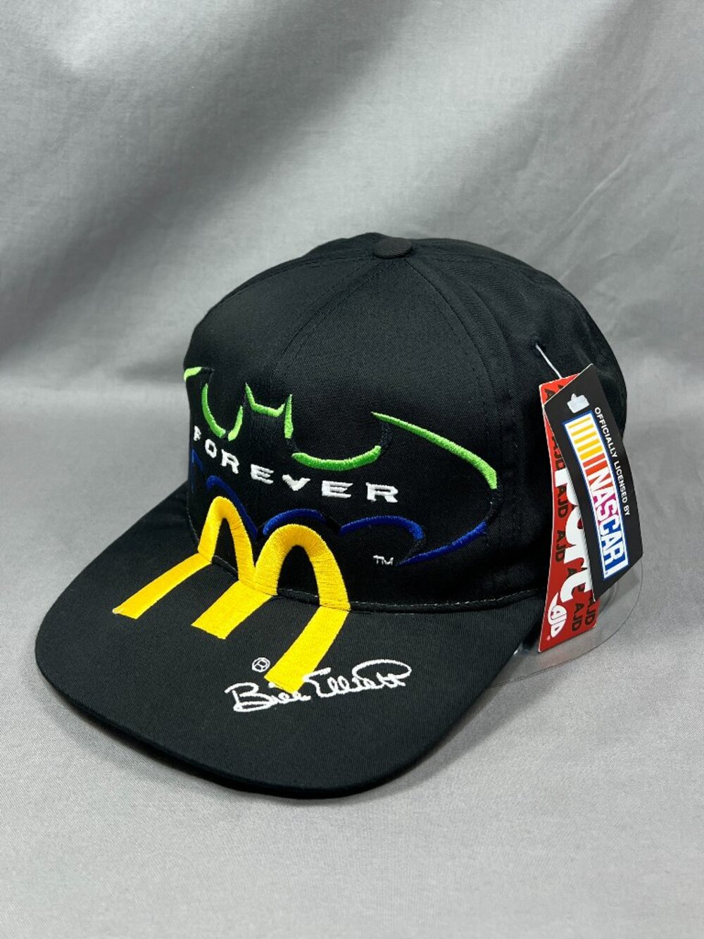 Vtg AJD Batman Forever McDonalds NASCAR Racing Snapback Hat Bill Elliot Cap 90s